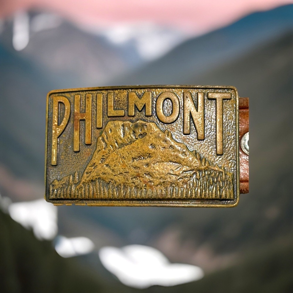 VTG Philmont Scout Ranch Leather Belt 32 Cimarron NM‎ Tooth of Time Brass Buckle
